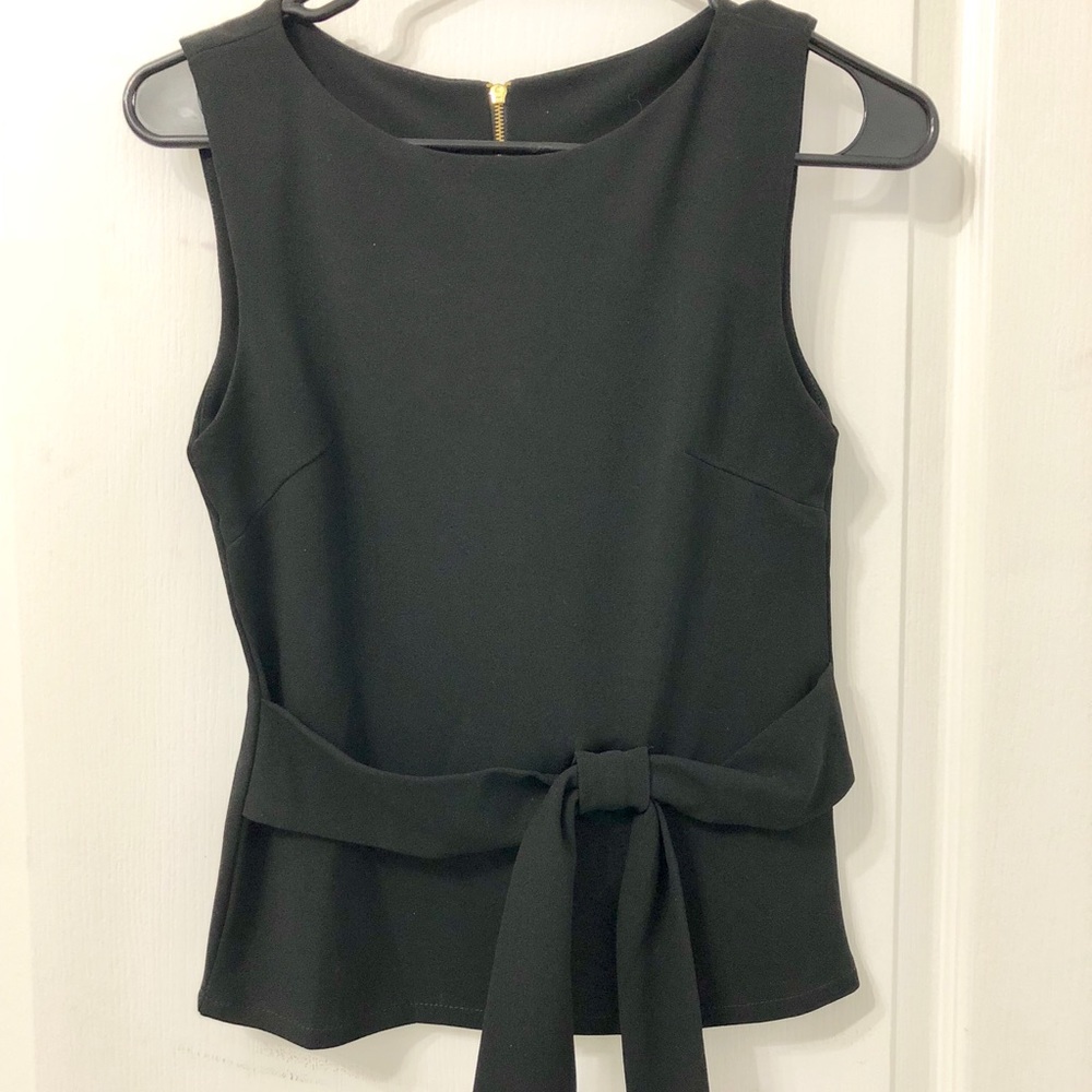 Black Peplum Bow Top